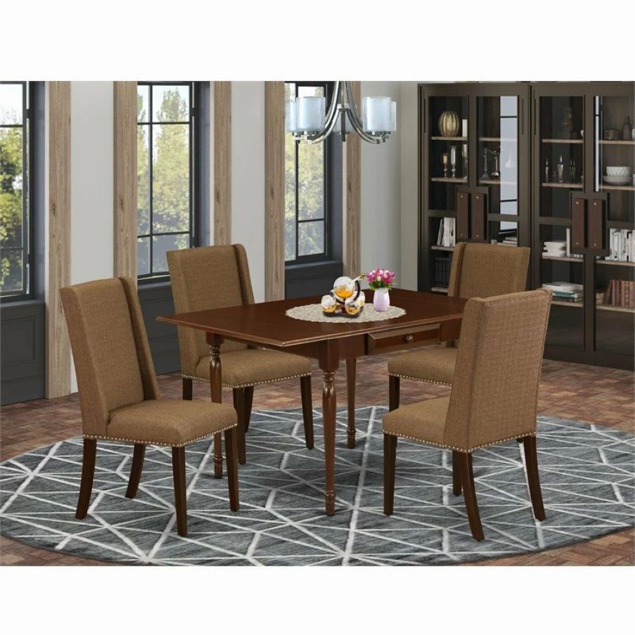 Hot East West Furniture Monza 5-Piece Wood Kitchen Table Set In Mahogany