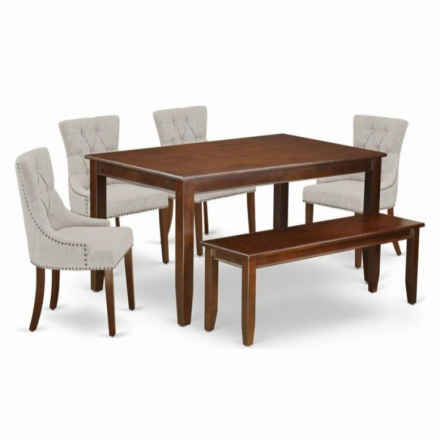 Online East West Furniture Dudley 6-Piece Wood Dining Set In Mahogany/Doeskin