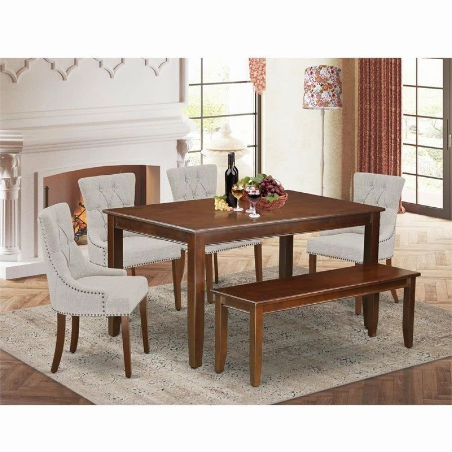 Online East West Furniture Dudley 6-Piece Wood Dining Set In Mahogany/Doeskin