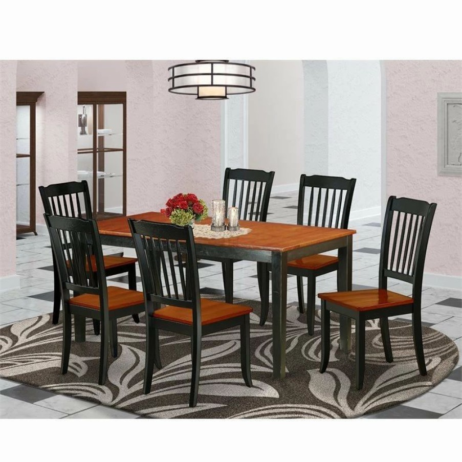 Online East West Furniture Nicoli 7-Piece Wood Dining Room Set In Black/Cherry