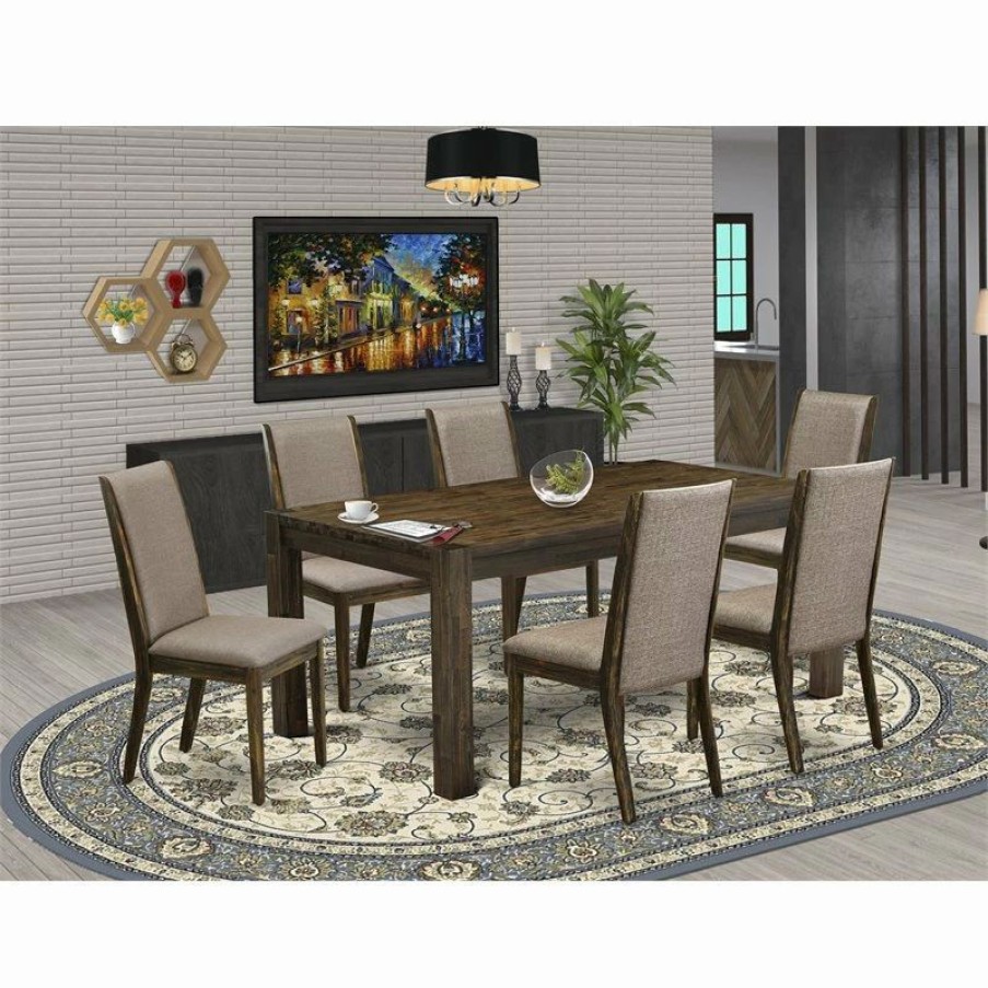 Online East West Furniture Lismore 7-Piece Wood Dinette Set In Brown/Dark Khaki