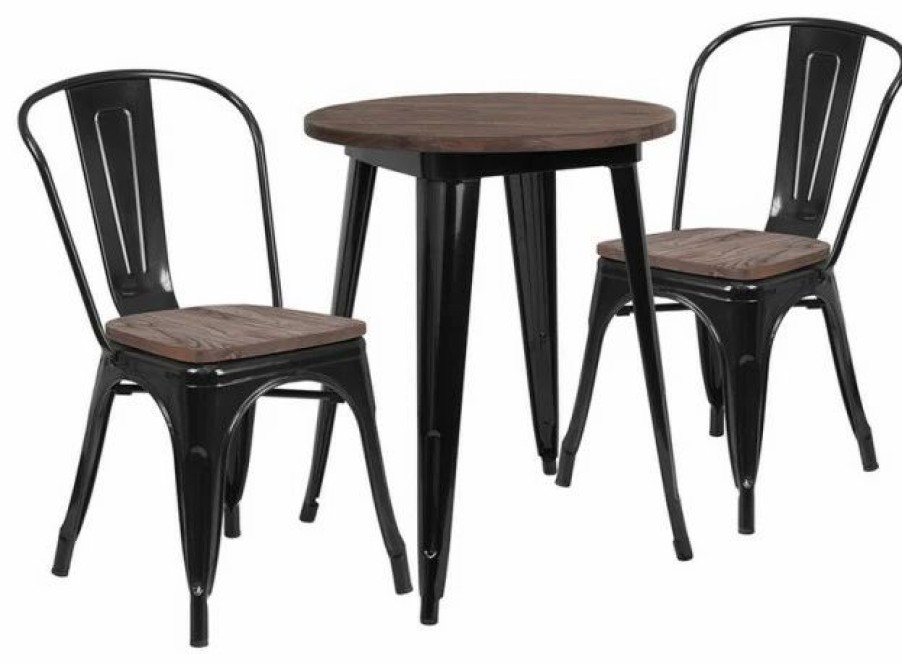 Wholesale Flash Furniture 3 Piece 24 Round Bistro Set In Black And Brown