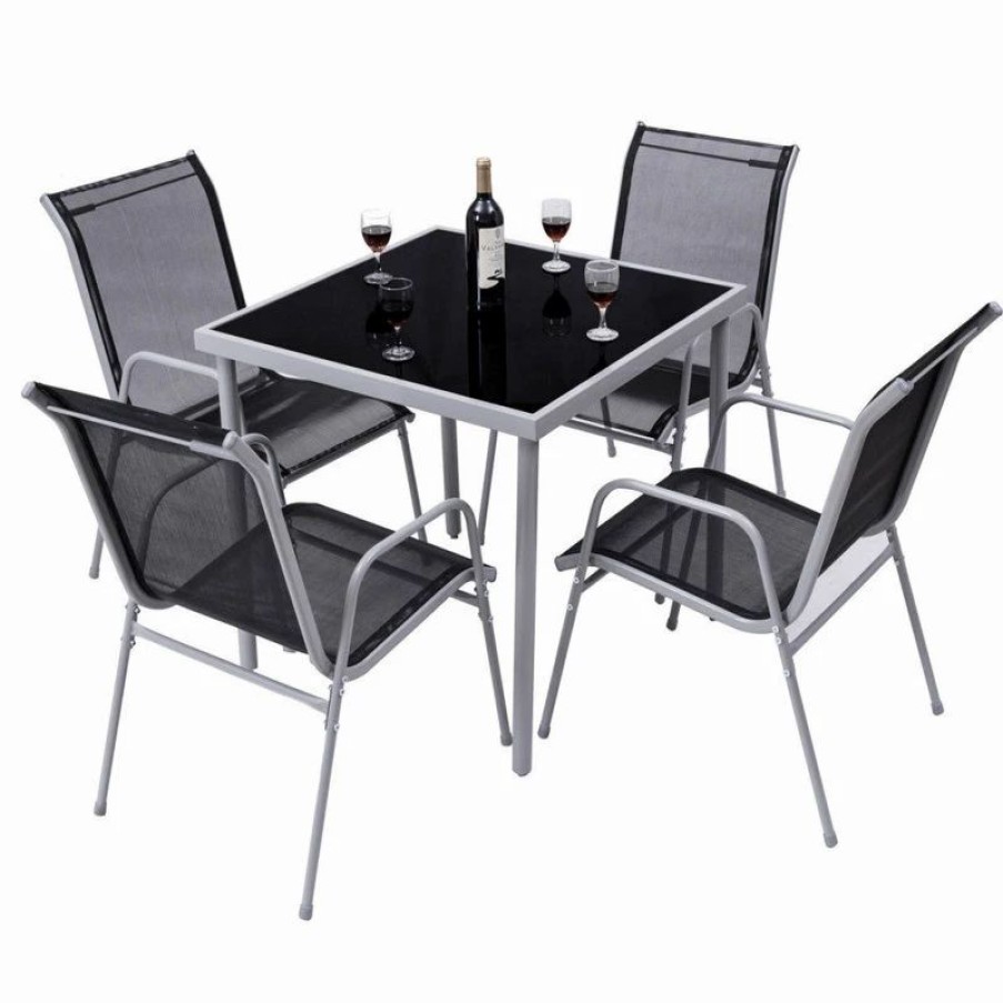 New Costway 5 Pcs Bistro Set Garden Set Of Chairs And Table Outdoor Patio Furniture