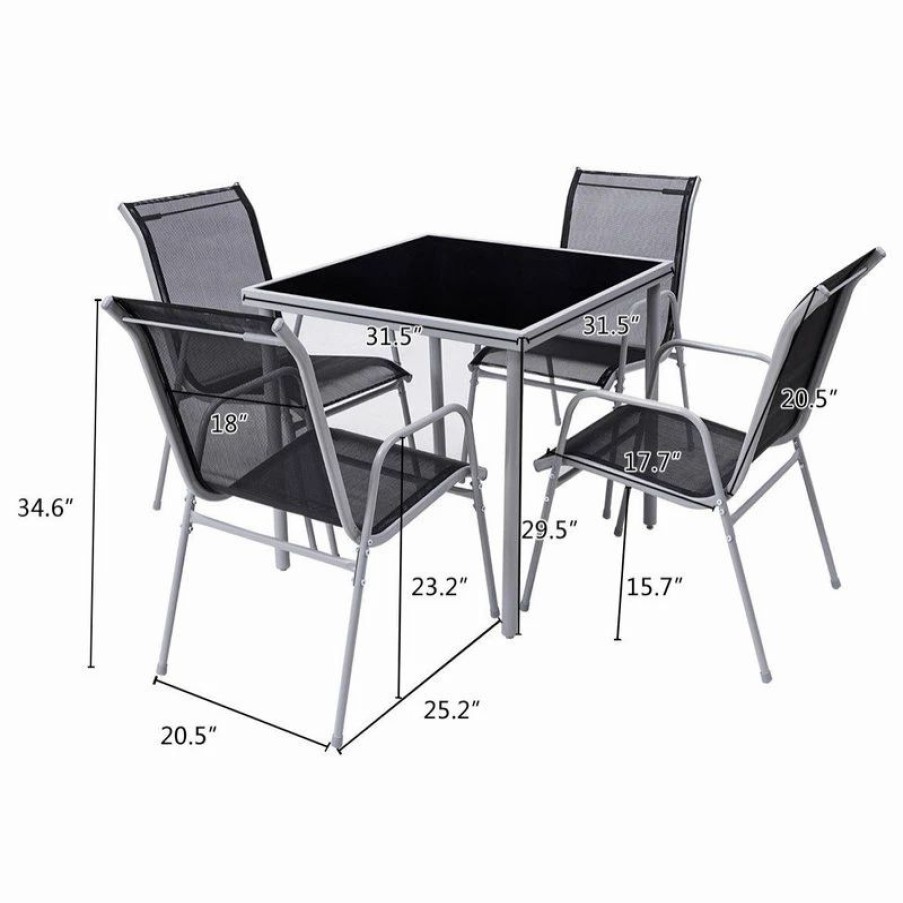 New Costway 5 Pcs Bistro Set Garden Set Of Chairs And Table Outdoor Patio Furniture