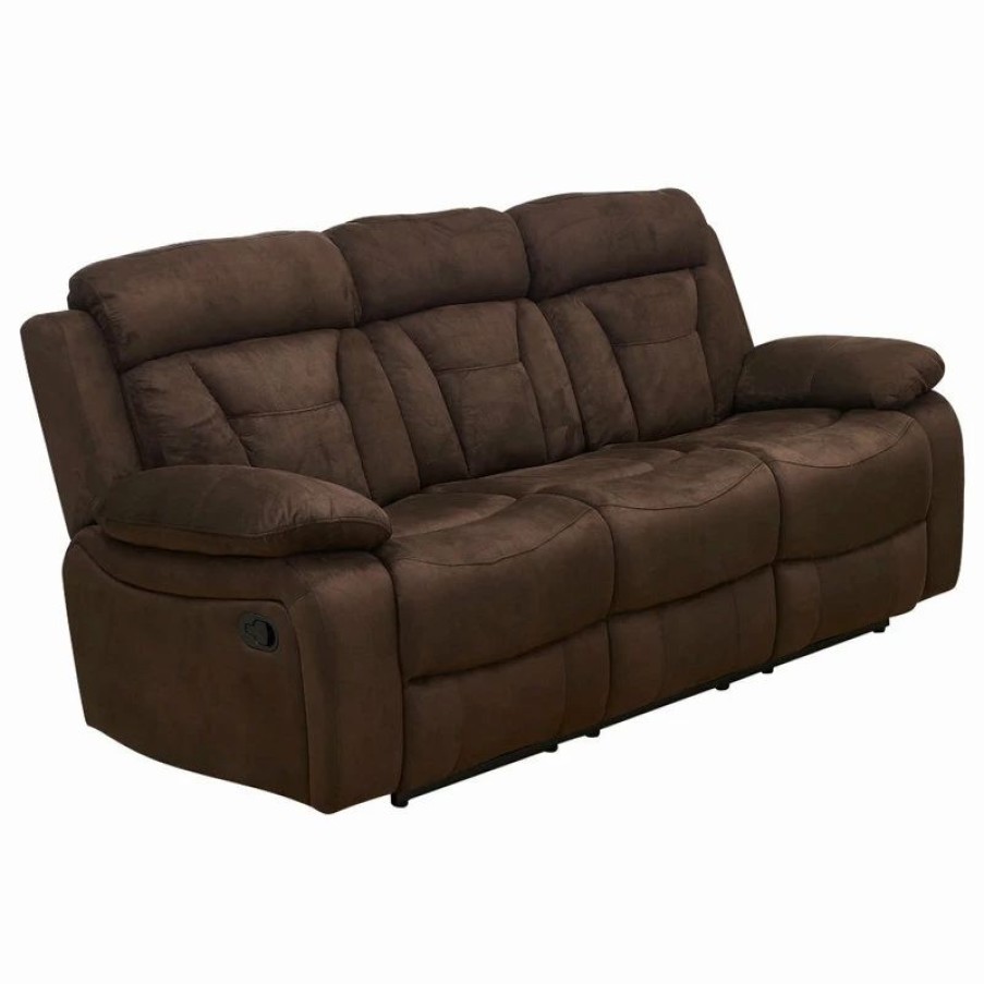 New Betsy Furniture Microfiber Reclining Sofa, Brown