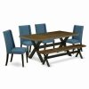 Hot East West Furniture X-Style 6-Piece Traditional Wood Dining Set In Black