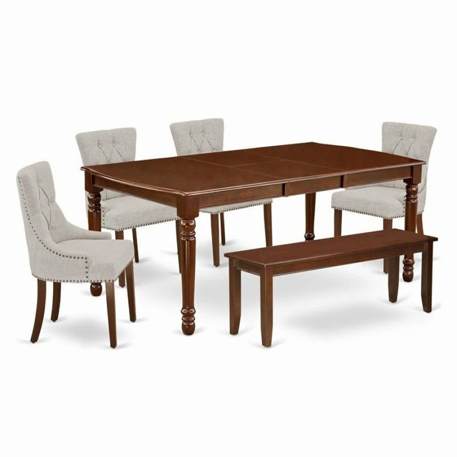 Wholesale East West Furniture Dover 6-Piece Wood Dining Set In Mahogany/Doeskin