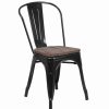 Hot Flash Furniture Metal And Plastic Chair In Black Finish Ch-31230-Bk-Wd-Gg