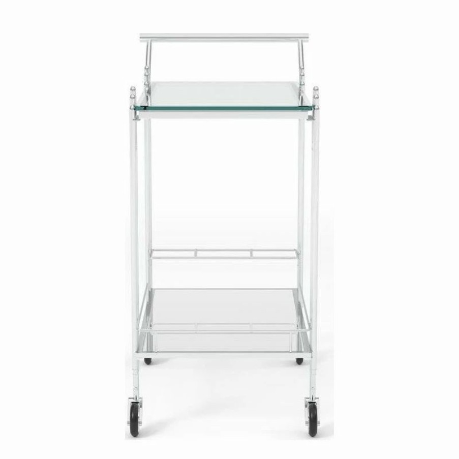 Wholesale Furniture Of America E-Commerce By Enitial Lab Furniture Of America Macon Contemporary Metal 2-Tier Bar Cart In Chrome