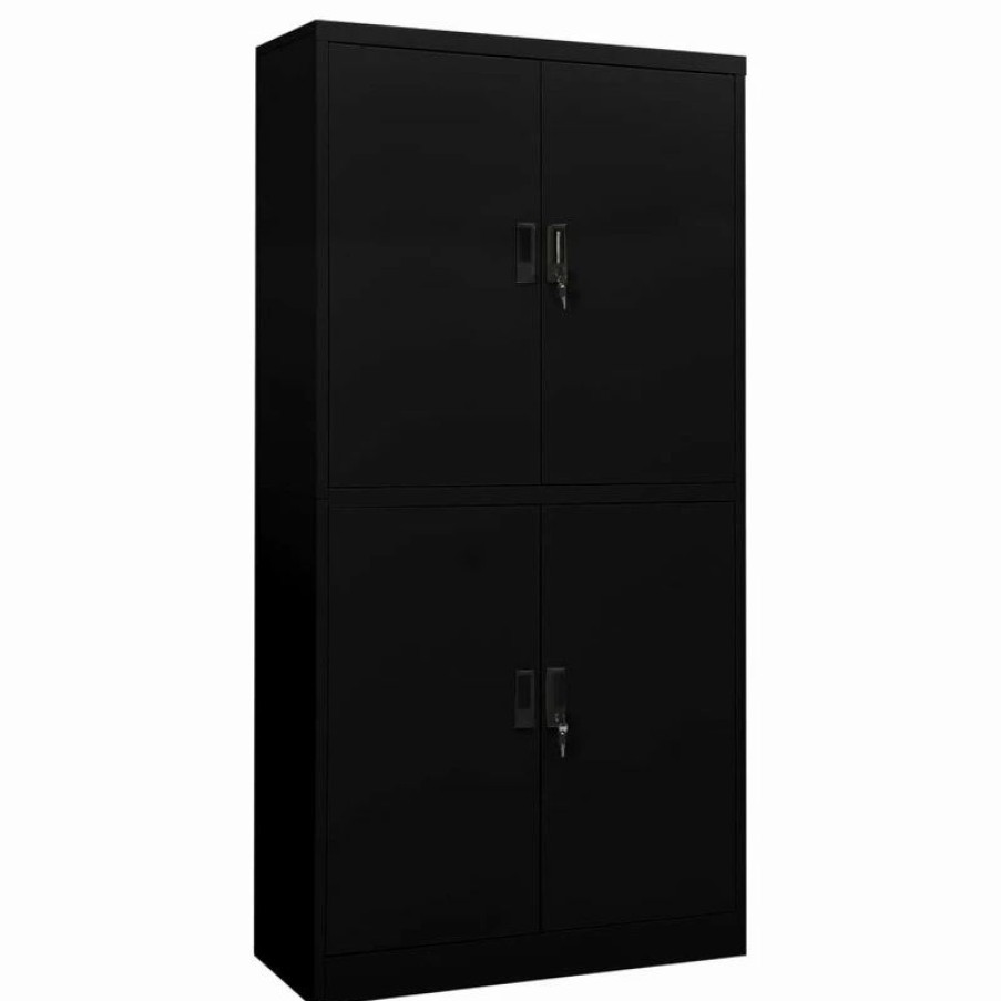 Clearance Vida Xl International B.V. Vidaxl Office Cabinet Black 70.9 Steel Storage Side File Cabinet Furniture