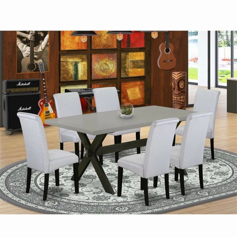 Online East West Furniture X-Style 7-Piece Wood Dining Set In Black/Gray