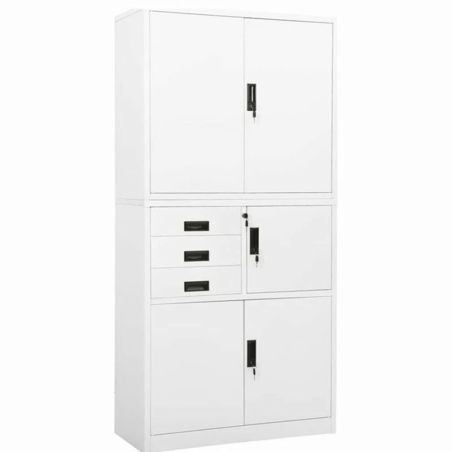 Online Vida Xl International B.V. Vidaxl Office Cabinet White 70.9 Steel Office File Storage Cabinet Furniture