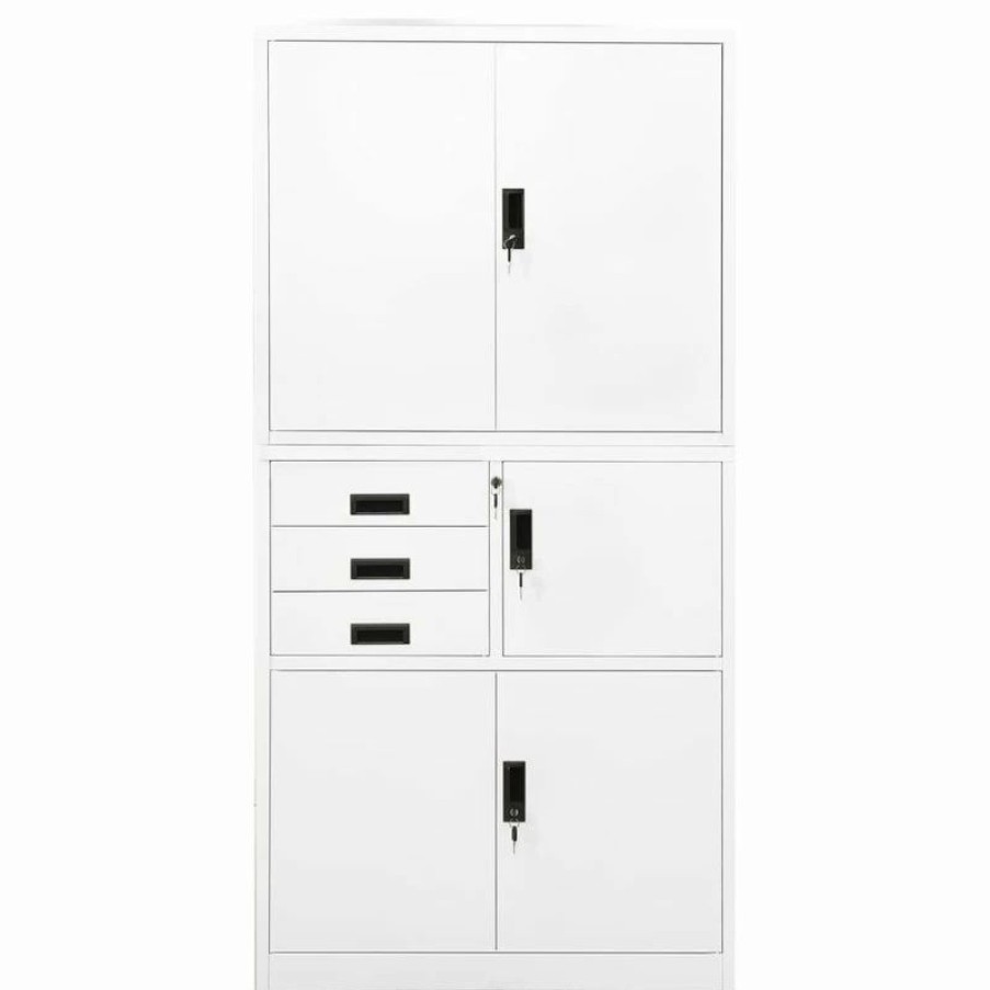 Online Vida Xl International B.V. Vidaxl Office Cabinet White 70.9 Steel Office File Storage Cabinet Furniture