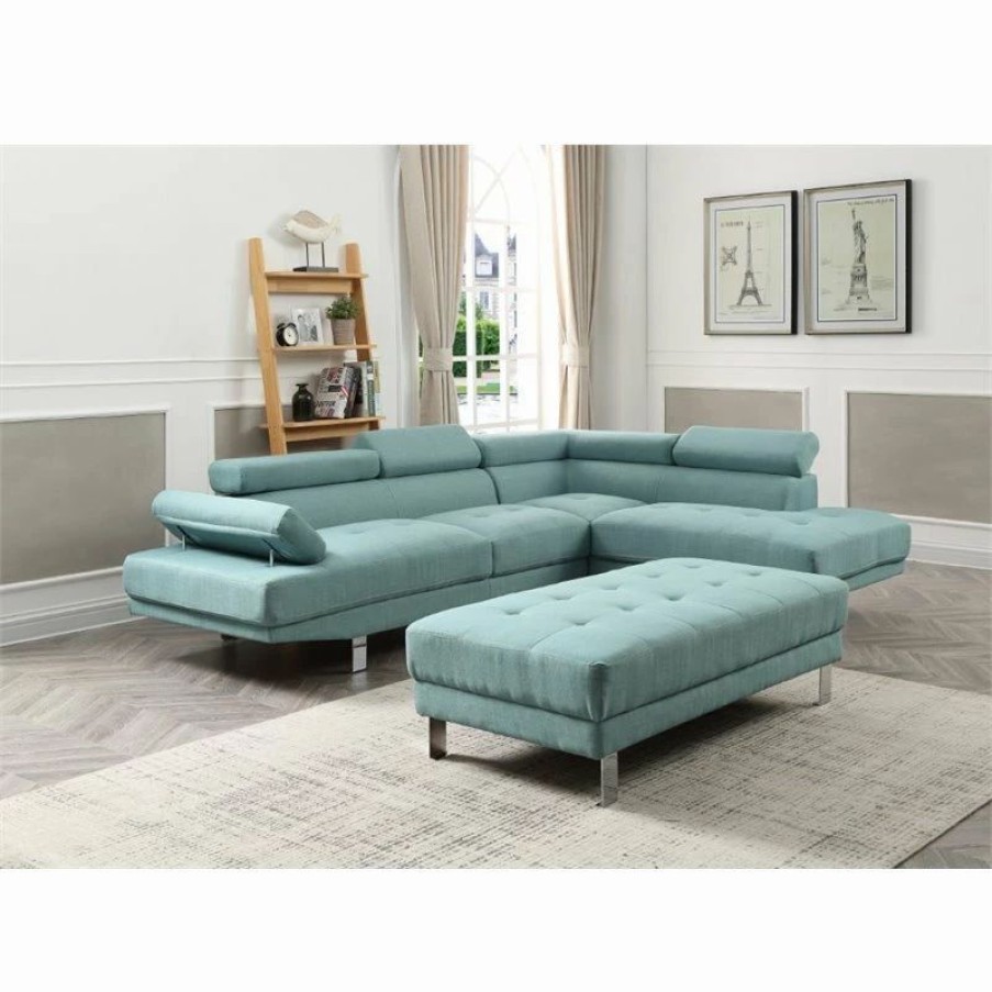 Wholesale Glory Furniture Riveredge Twill Fabric Sectional In Teal