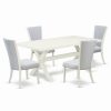 New East West Furniture X-Style 5-Piece Wood Dining Table And Chair Set In White