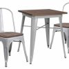 Hot Flash Furniture 3 Piece 26 Square Bistro Set In Silver And Brown