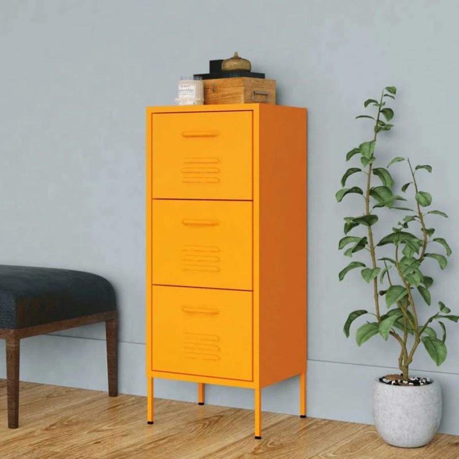 Wholesale Vida Xl International B.V. Vidaxl Storage Cabinet Mustard Yellow 16.7 Steel Home Side Cabinet Furniture