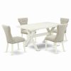 Online East West Furniture X-Style 5-Piece Wood Dining Room Set In Linen White