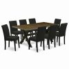 Online East West Furniture X-Style 9-Piece Wood Dining Table Set In Black Finish