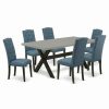 Hot East West Furniture X-Style 7-Piece Wood Dining Set In Black And Blue