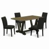 Best East West Furniture V-Style 5-Piece Wood Dining Set With High Back In Black