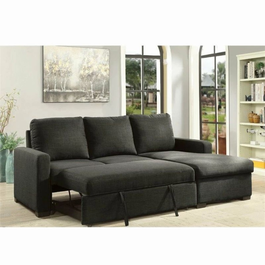 New Furniture Of America E-Commerce By Enitial Lab Furniture Of America Rona Fabric Sleeper Sectional In Dark Gray