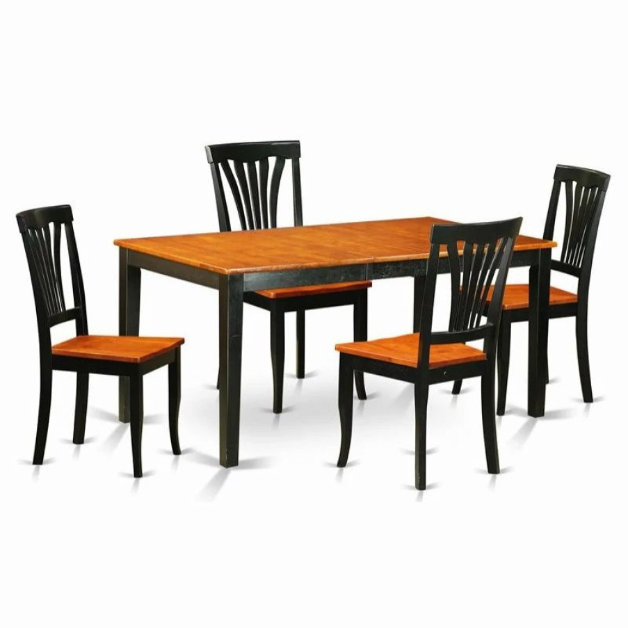 Hot East West Furniture Nicoli 5-Piece Wood Kitchen Table And Chairs In Black/Cherry