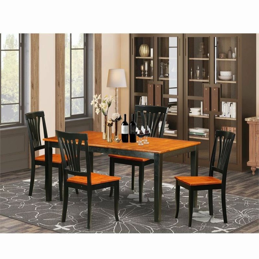 Hot East West Furniture Nicoli 5-Piece Wood Kitchen Table And Chairs In Black/Cherry