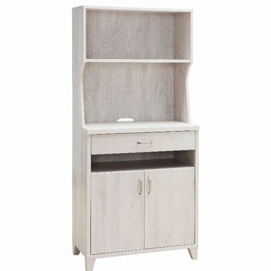 Best Smart Home Furniture 1-Shelf Modern Wood Baker'S Cabinet In White Oak