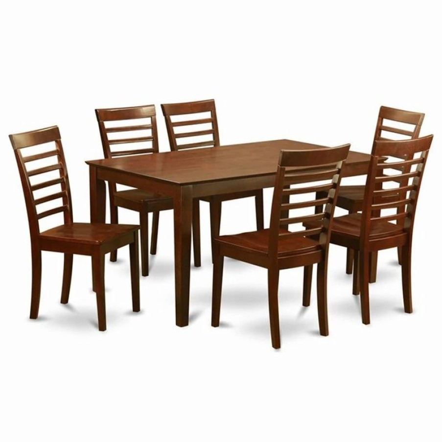 Best East West Furniture Capri 7-Piece Wood Table And Dining Chairs In Mahogany