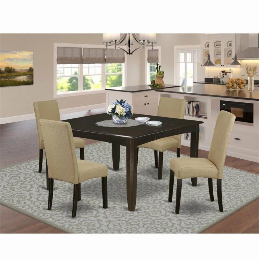 Hot East West Furniture Parfait 5-Piece Wood Dining Set In Cappuccino/Brown