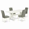 Best East West Furniture X-Style 5-Piece Wood Kitchen Table Set In Linen White