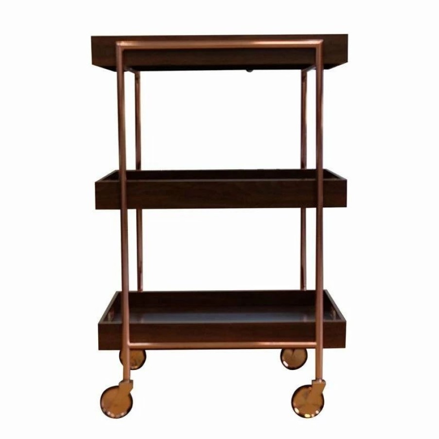 Wholesale Furniture Of America E-Commerce By Enitial Lab Furniture Of America Kliman Industrial Wood 3-Tier Bar Cart In Walnut