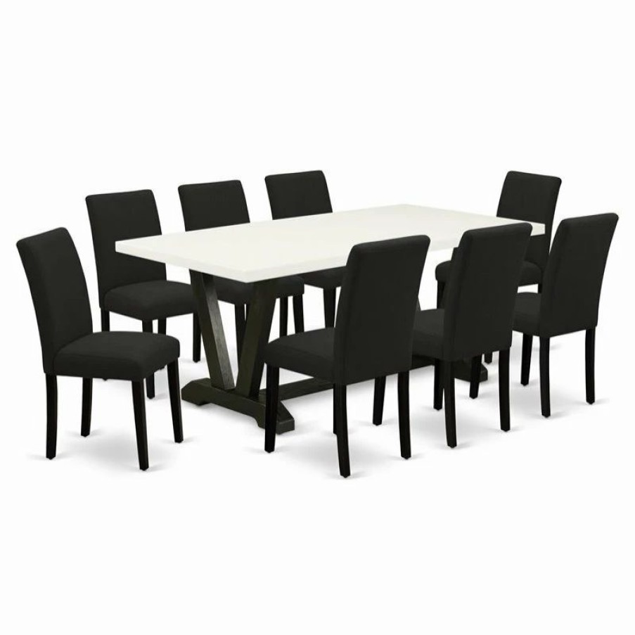 Wholesale East West Furniture V-Style 9-Piece Wood Dinette Set In Black Finish