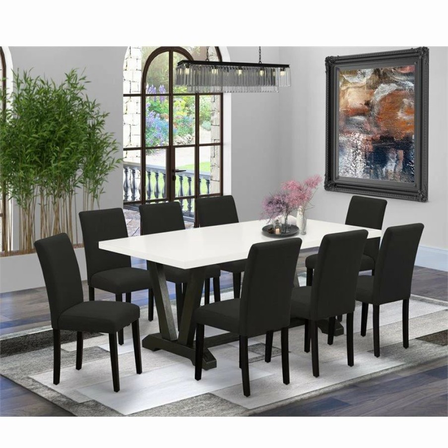 Wholesale East West Furniture V-Style 9-Piece Wood Dinette Set In Black Finish