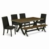 Online East West Furniture X-Style 6-Piece Wood Dining Set In Black/Distressed Jacobean