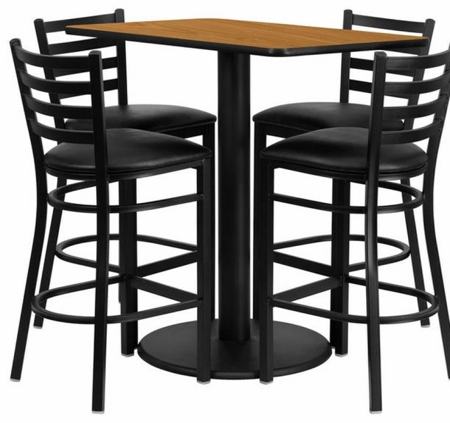 Online Flash Furniture Rectangular Table Set With 4 Ladder Back Metal Bar Stools