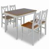 Hot Vida Xl International B.V. Vidaxl Kitchen Dining Set Brown Wooden Furniture Lacquered Table And 4 Chairs