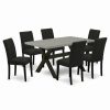 Best East West Furniture X-Style 7-Piece Wood Dining Set In Black/Cement