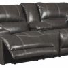 Best Ashley Furniture Industries Ashley Furniture Mccaskill Leather Power Reclining Loveseat In Gray