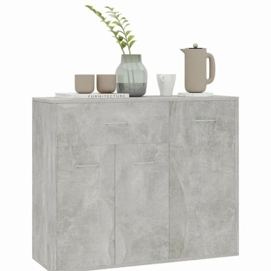 New Vida Xl International B.V. Vidaxl Sideboard Concrete Gray Engineered Wood Storage Organizer Furniture