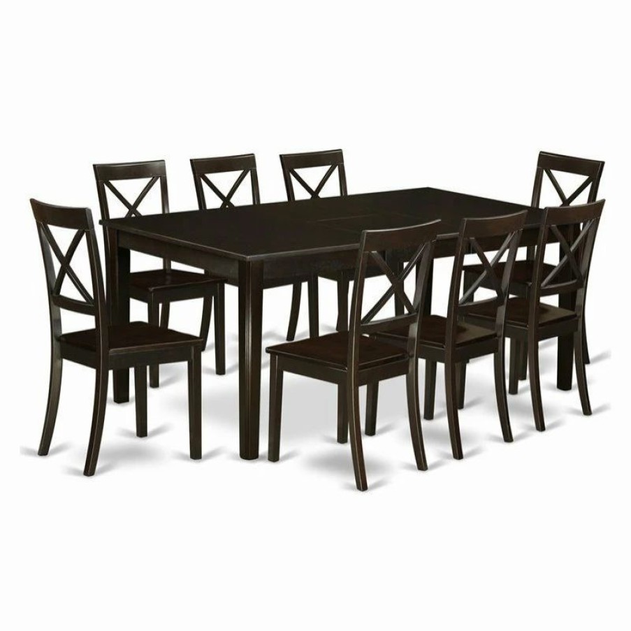 Best East West Furniture Henley 9-Piece Wood Dining Set In Cappuccino