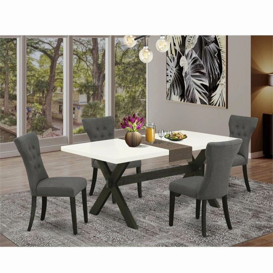 Best East West Furniture X-Style 5-Piece Wood Dinette Table Set In Black