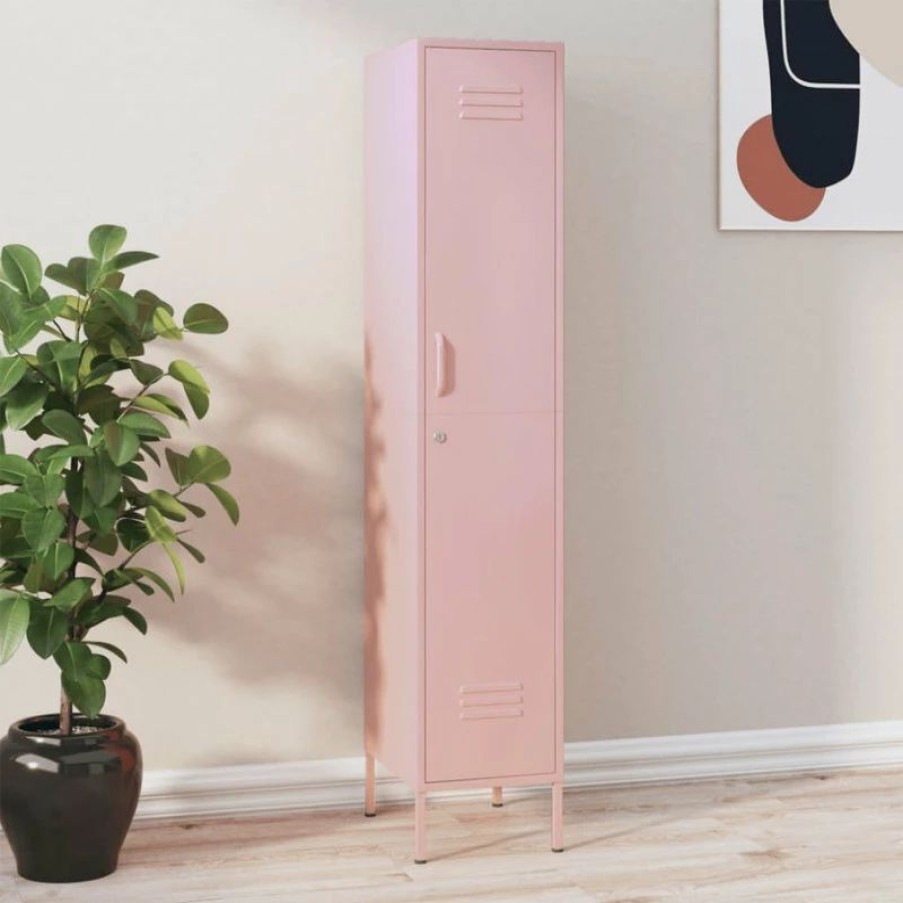 Clearance Vida Xl International B.V. Vidaxl Locker Cabinet Pink Steel Home Indoor Office Storage Cabinet Furniture