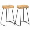 New Vida Xl International B.V. Vidaxl 2X Solid Mango Wood Gavin Bar Stools Dining Chairs Set Bistro Furniture