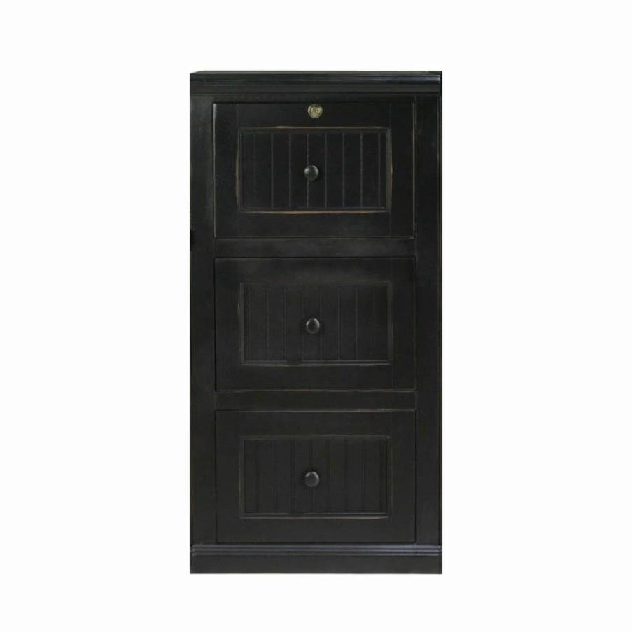 Best Eagle Furniture Coastal 3-Drawer File Cabinet, Black