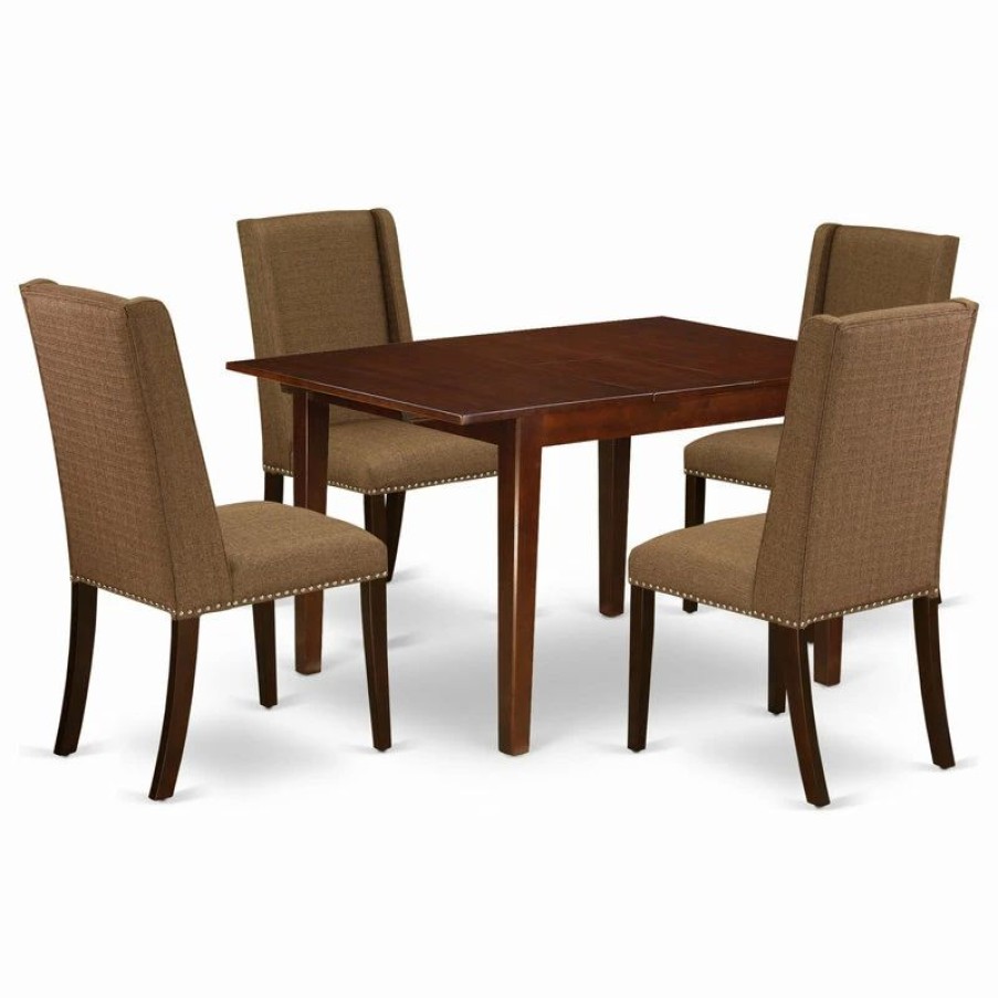 Hot East West Furniture Milan Wood 5-Piece Parson Dining Set Mlfl5-Mah-18