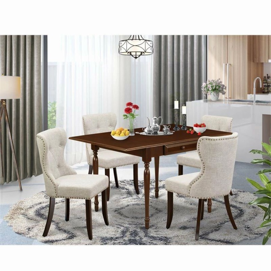 Wholesale East West Furniture Monza 5-Piece Wood Table And Dining Chair Set In Mahogany