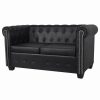 Wholesale Vida Xl International B.V. Vidaxl Chesterfield 2-Seater Artificial Leather Black Living Room Furniture