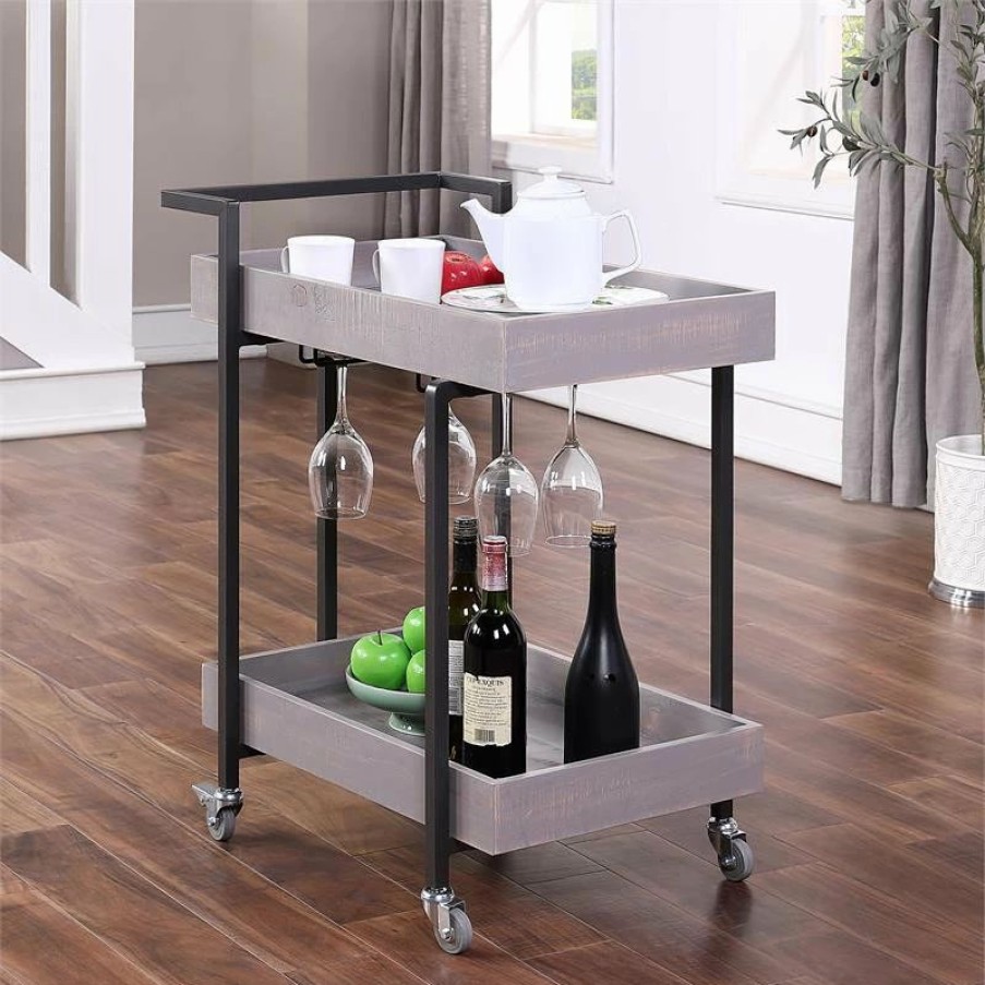 Wholesale Furniture Of America E-Commerce By Enitial Lab Furniture Of America Lackomb Contemporary Wood Serving Cart In Antique Gray